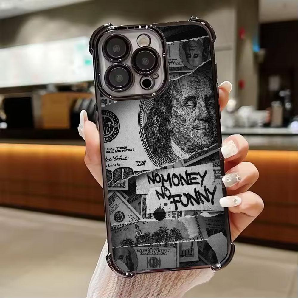 Black Dollar Time Is Money Phone Case for iPhone 11 13 15 16 17 Pro Max 14 Plus 17Air 16E 13 Pro 12 Mini 17Pro Soft Clear Cover