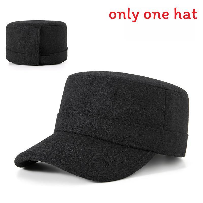 Winter Mens Flat Top Hat With Windproof Design And Premium Wool Fabric M чёрный