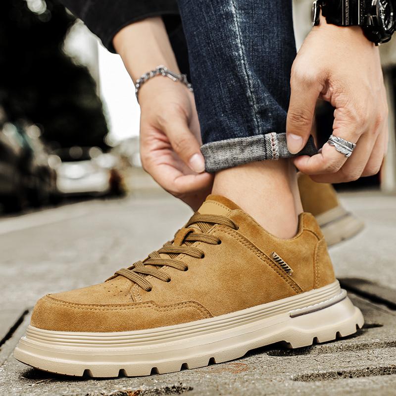 Men's Casual Shoes Retro Suede Leather Sneakers Comfortable Non - slip Thick - soled Fashion Trend Daily Wear Shoes for Walking