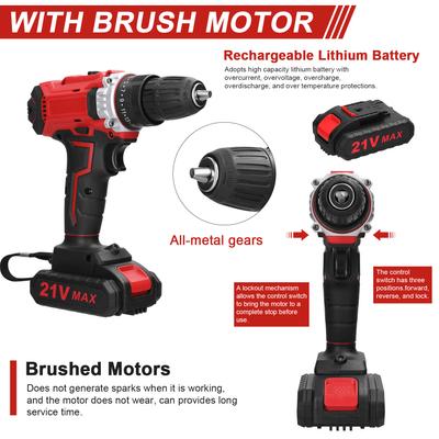 Household Multifuctional 21V Electric Drill 2 Speeds Control Stepless Speed Regulation Rotation