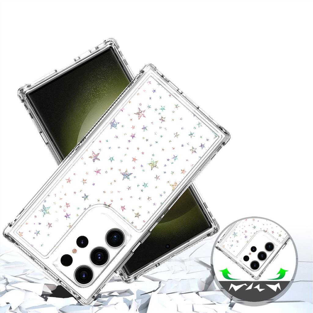 For Samsung Galaxy S23 Ultra Case Clear Acrylic TPU Hybrid Phone Cover with Laser-printed Film