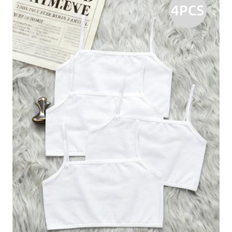 

4 шт. Однотонна спідня білизна для дівчаток Спортивні Безшовні Маленькі Тренувальні Бюстгальтери для Підлітків Дитячі Бюстгальтери Нижній Одяг 30-45KG білий