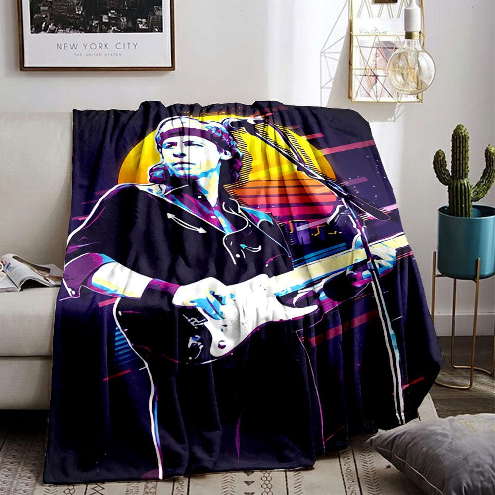 Retro Guitarist Neon Art Blanket for all seasons blanket lunch break throw gift