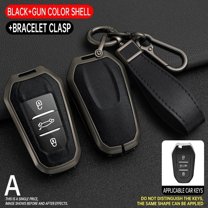 

Car Key Case For Peugeot 308 508 For Citroen C3/C5 Aircross 2018-2022 For DS 3 DS 5 DS 7 Black Transparent Key Fob Case Cover чорний