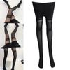 Women Faux Thigh High Socks Pantyhose Japanese Jacquard Patchwork Sheer Thin Stockings Mock Suspender Tights Hosiery
