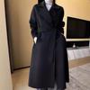 Women's Extra Long Wool Double-Faced Overcoat - Autumn/Winter Fashion with Suit Collar