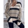 Womens V-Neck Knit Sweater Soft Loose Fit Casual Commute Top