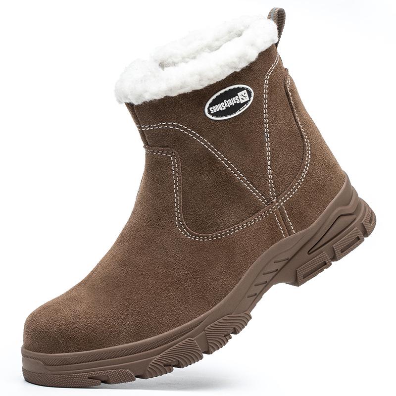Winter High-Top Safety Boots: Anti-Smash, Anti-Puncture, Unisex Khaki 519, size 37