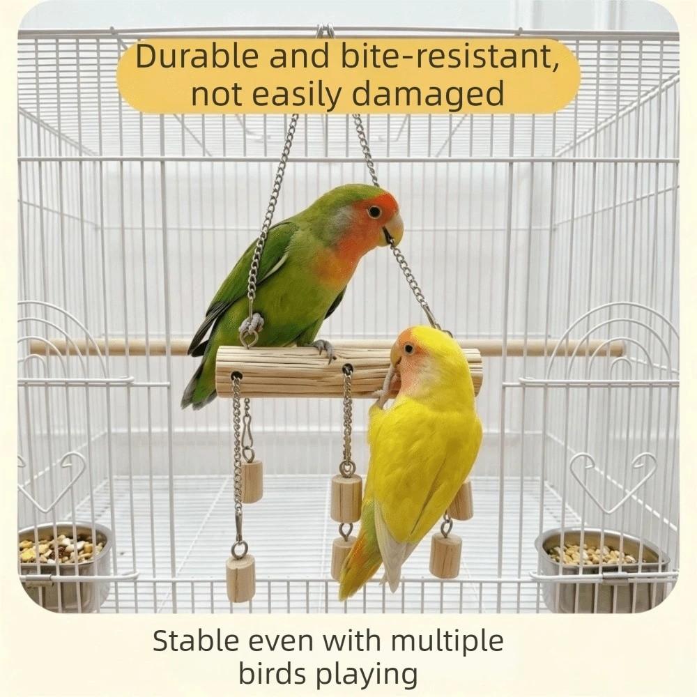 Bite Resistant Parrot Wooden Swing Non-slip Suspension Bridges Parrot Play Stand Sliding Chain Bird Standing Perch