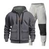 Mens Hooded Zip-Up Fleece-Lined Casual Sweatshirt Jacket Solid Color Winter Warm Outerwear
