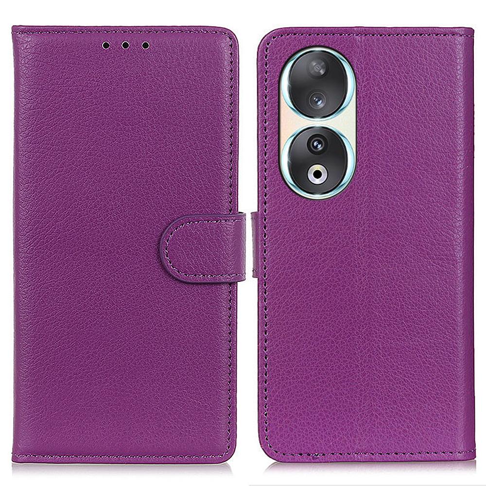 Wallet Phone Case for Honor 90,Litchi Texture PU Leather Stand Protective Phone Cover
