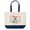 Tote Bag - PLANETEE - Manon the Most Beautiful - Blue Background - Cotton 40x45 Cm - Made In France