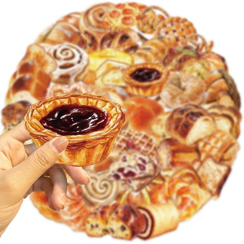 50 Transparent Cartoon Bread Baking Sticker Pack Waterproof Transparent PET Manual Material Decorative Guitar Notebook