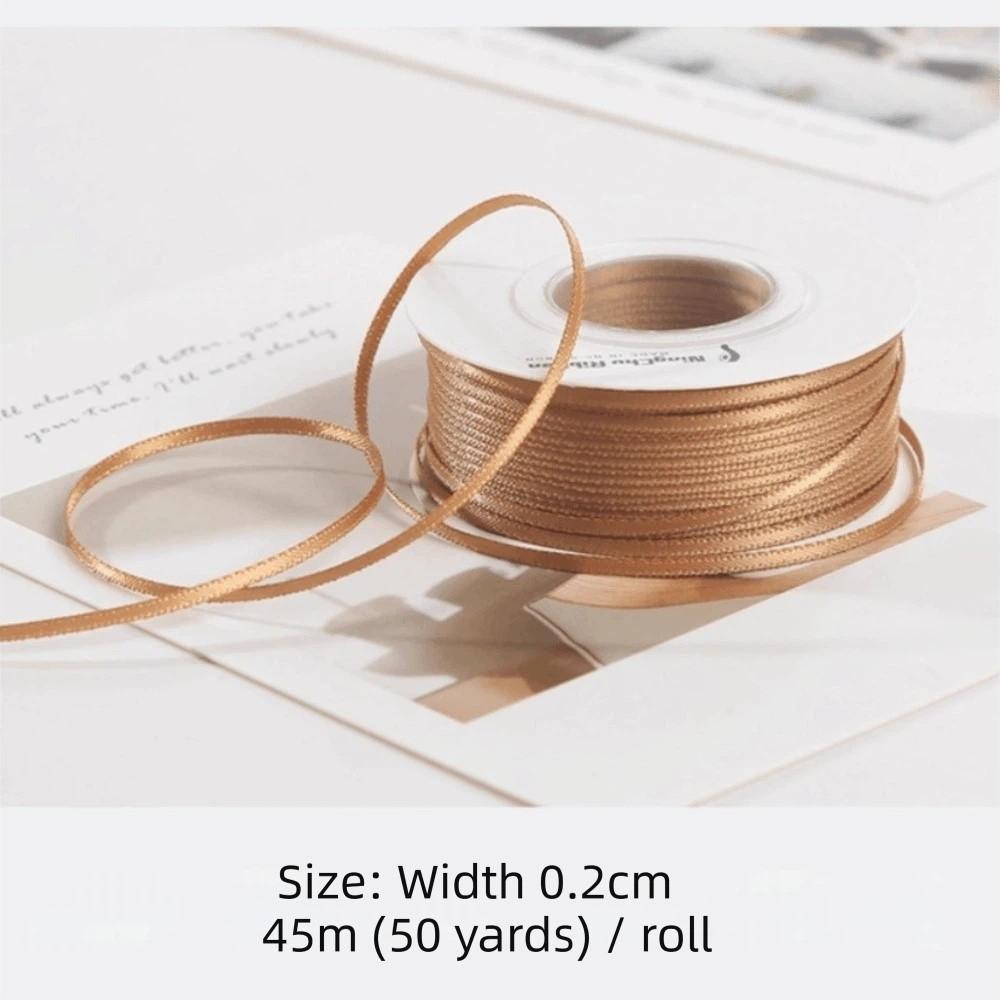 New 2mm Satin Ribbon DIY Double Sided Bow Making Ribbon Glossy Finish Solid Color Gift Packaging Ribbon Gift Box Decoration
