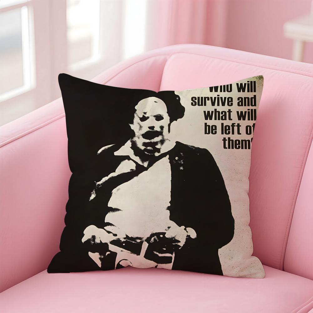 TThe Texas Chainsaw Massacre Cushion Cover Pillowcase Short Plush Invisible Zipper Room Sofa Cushion Cover