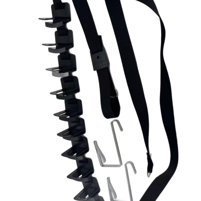 

Flexible Door Mounted Hat Display With Protective Grooves And Customizable clamps For Secure Storage 1