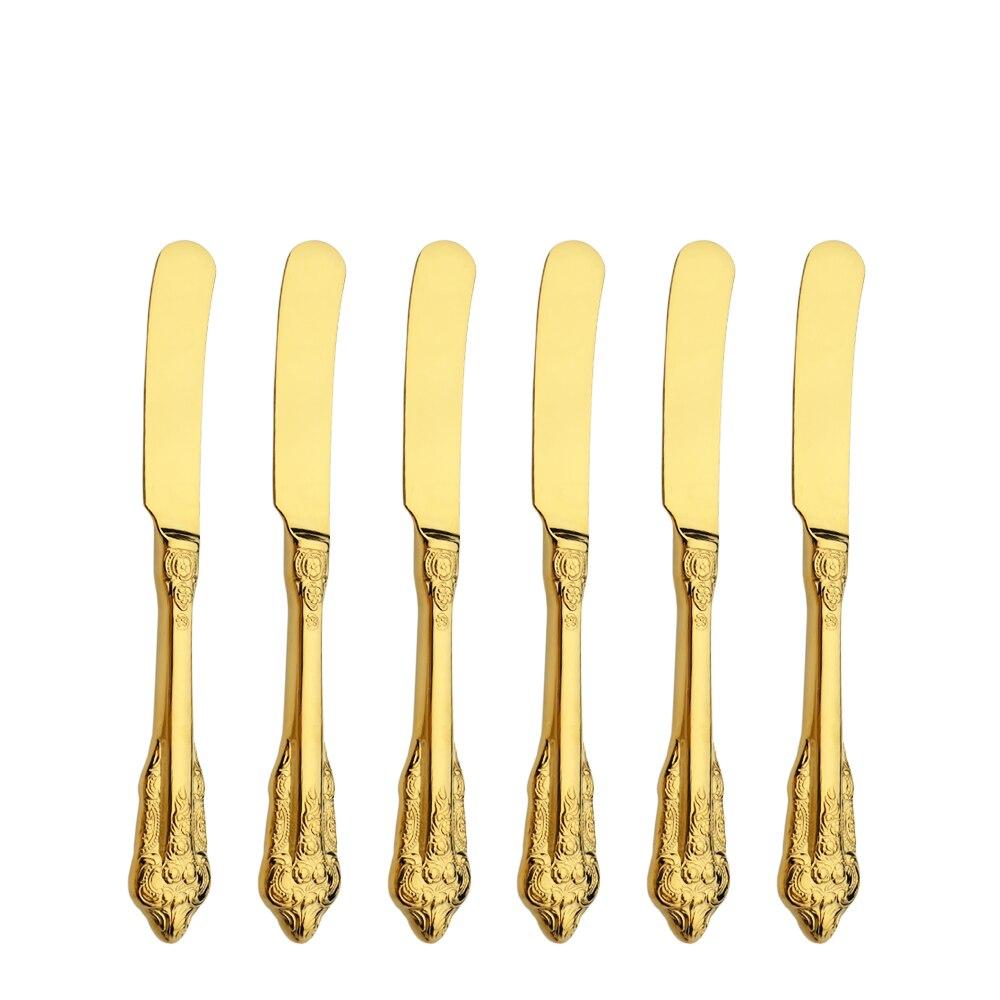 6-teiliges Vintage-Besteckset aus 18/10 Edelstahl, Steak, Butter, Abendessen, Messer, Geschirrset, Geschirr, Spiegel, Abendessen, Küche, Besteck