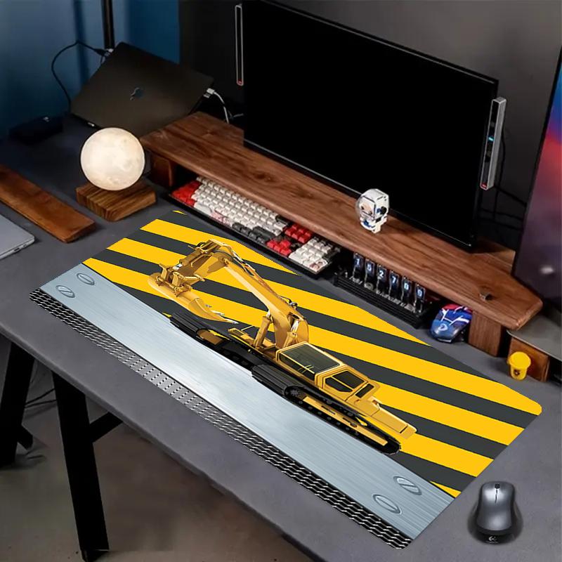 excavator Theme Mouse Pad, Non Slip Rubber Base, Multifunctional Office & Home Decor, Perfect for Workspace Personalization.