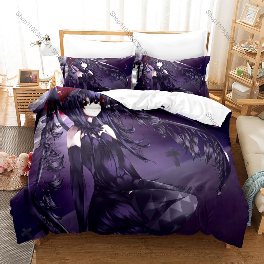 Devil Homura Akemi Duvet Cover + 2 Pillowcases Puella Magi Madoka Magica Dark Magical Girl Bedding Set Soft Fabric Decor Anime