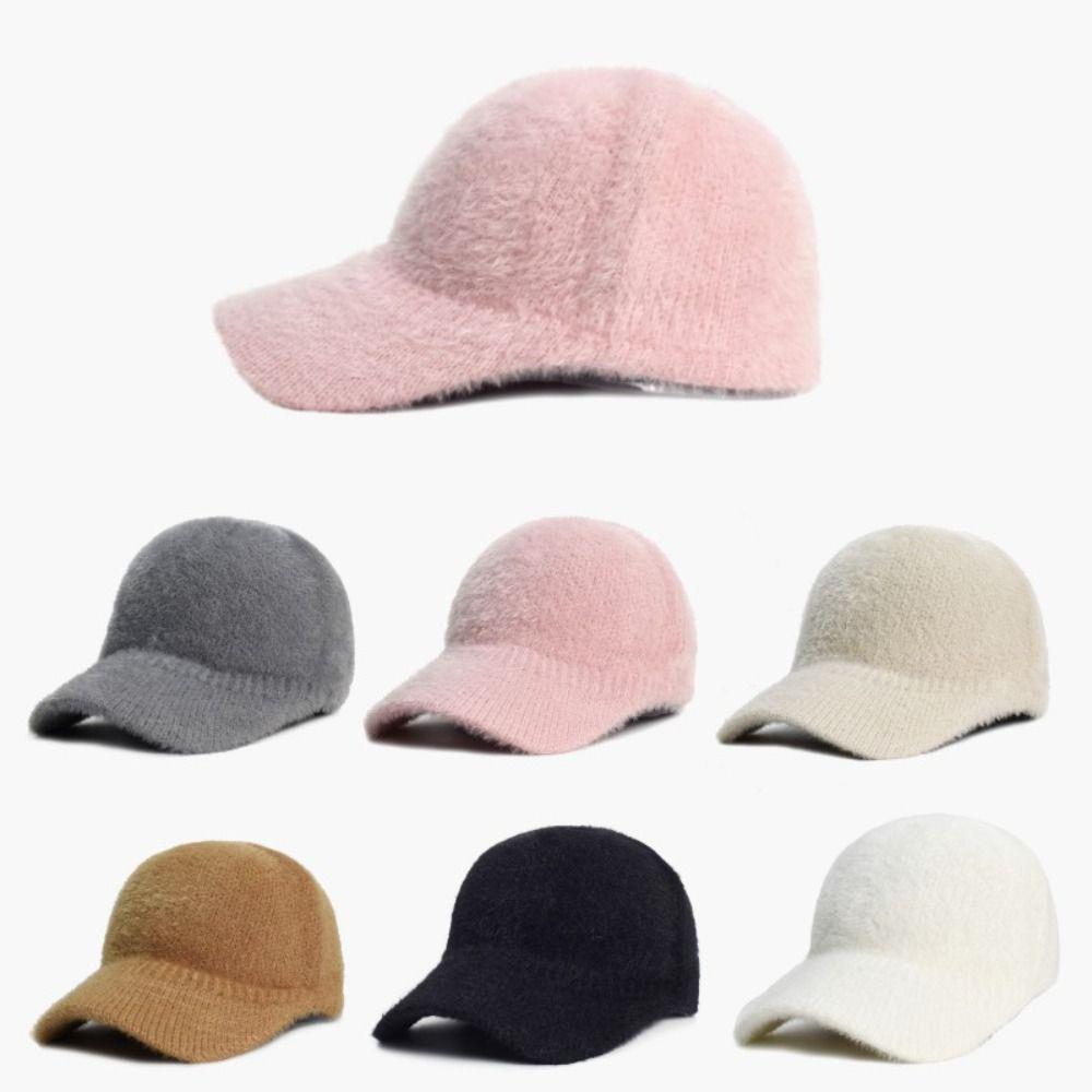 Thickening Fluffy Baseball Cap Keep Warm Fluff Hat New Knitted Hat