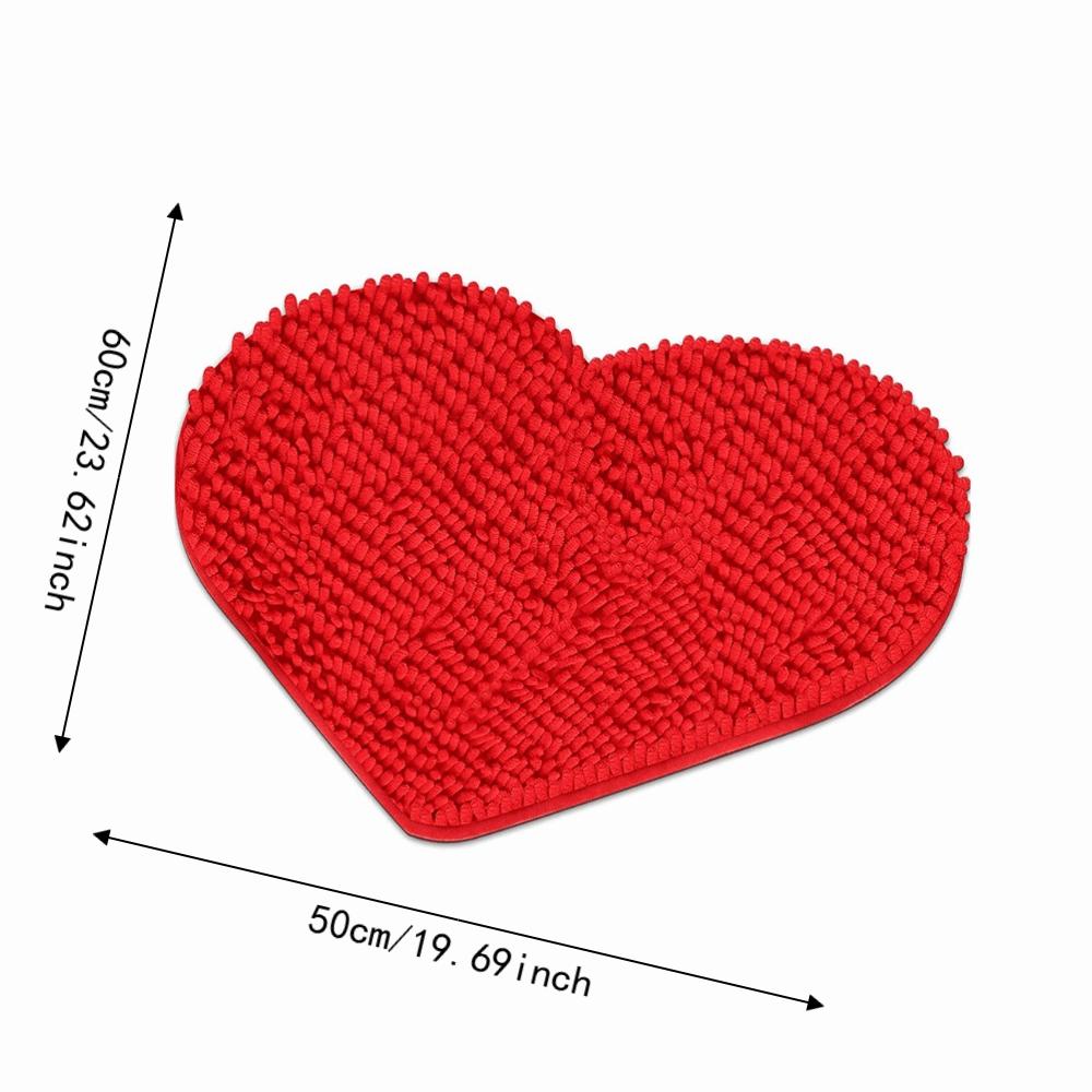 Chenille Red Heart Shaped Chenille Floor Mat  Balcony Indoor Decorative Heart-shaped Carpet