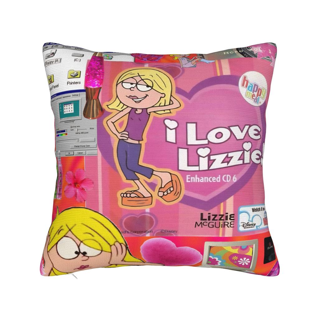 Lizzies Cartoon McGuires Square Pillow Case Cushion Cover Custom Zippered Decorative Pillowcase for Car 45x45cm