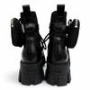Great PRADA short boots monolith Triangle logo pouch included black leather 35 Used