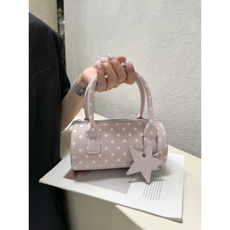 Korean Style Polka Dot Mini Tote Bag Women Small Round Cylinder Shoulder Crossbody