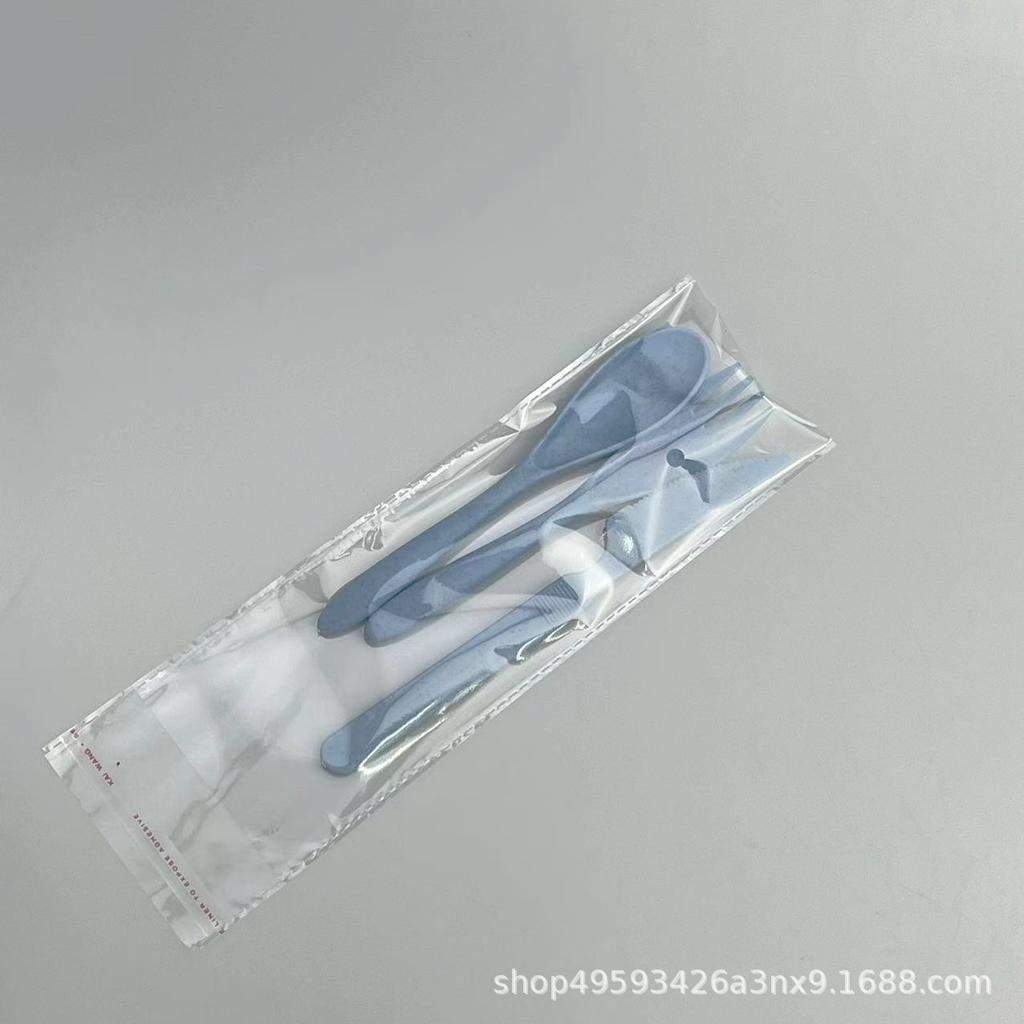 Wheat Straw Spoon Fork Knife Three-piece Set Wheat Tableware Set Plastic Spoon Fork Knife Portable Tableware