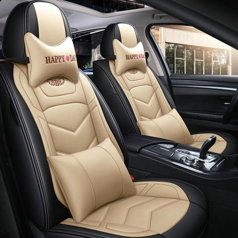 

Новый роскошный обновленный чехол из искусственной кожи, полный чехол на переднее сиденье, водостойкий, прочный, дышащий, универсальный защитный чехол на переднее сиденье (Только один чехол на сиденье) None бежевый