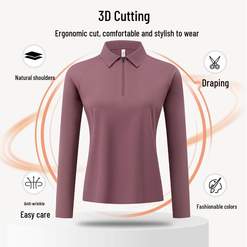 2025 Autumn/Winter Women's Long Sleeve Polo Shirt - Soft, Skin-Friendly, Moisture-Wicking, Heat-Retaining, and Warm-Locking Design