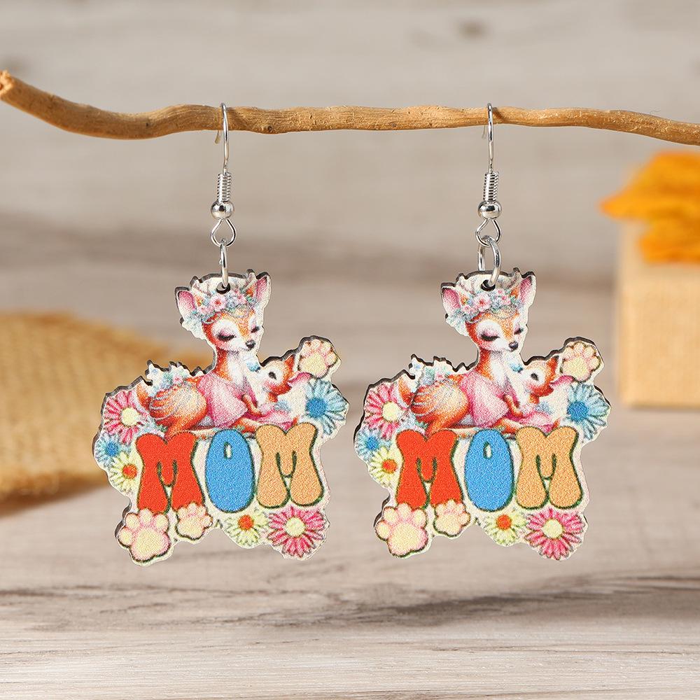 Cross Cartoon Plum Blossom Deer Cat Pendant Earrings for Mother s Day