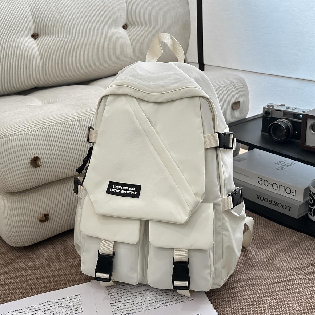 School Bag: New Middle School Student Backpack, Men's Large Capacity Plaid Trendy Brand Workwear Style, College Student Couple's Casual Travel 