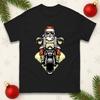 Santa Biker Christmas Tshirt Funny Cool Motorbike Rider Xmas Family Tee Top