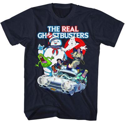 Camiseta unisex azul marino con collage de Los Cazafantasmas