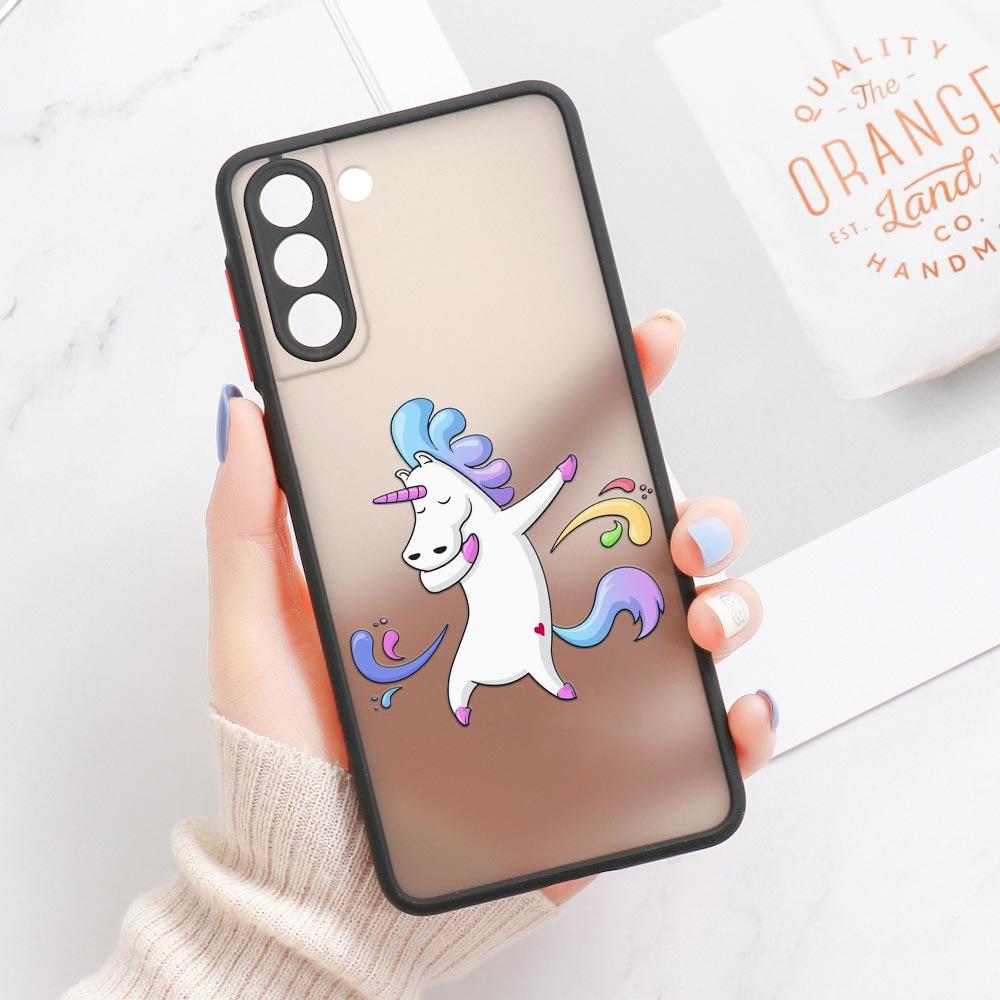S23 Ultra Case For Samsung Galaxy S23 S22 Ultra S20 S21 FE Plus S10 Lite S24 Phone Case Matte Clear Cover Funny Unicorns Rainbow