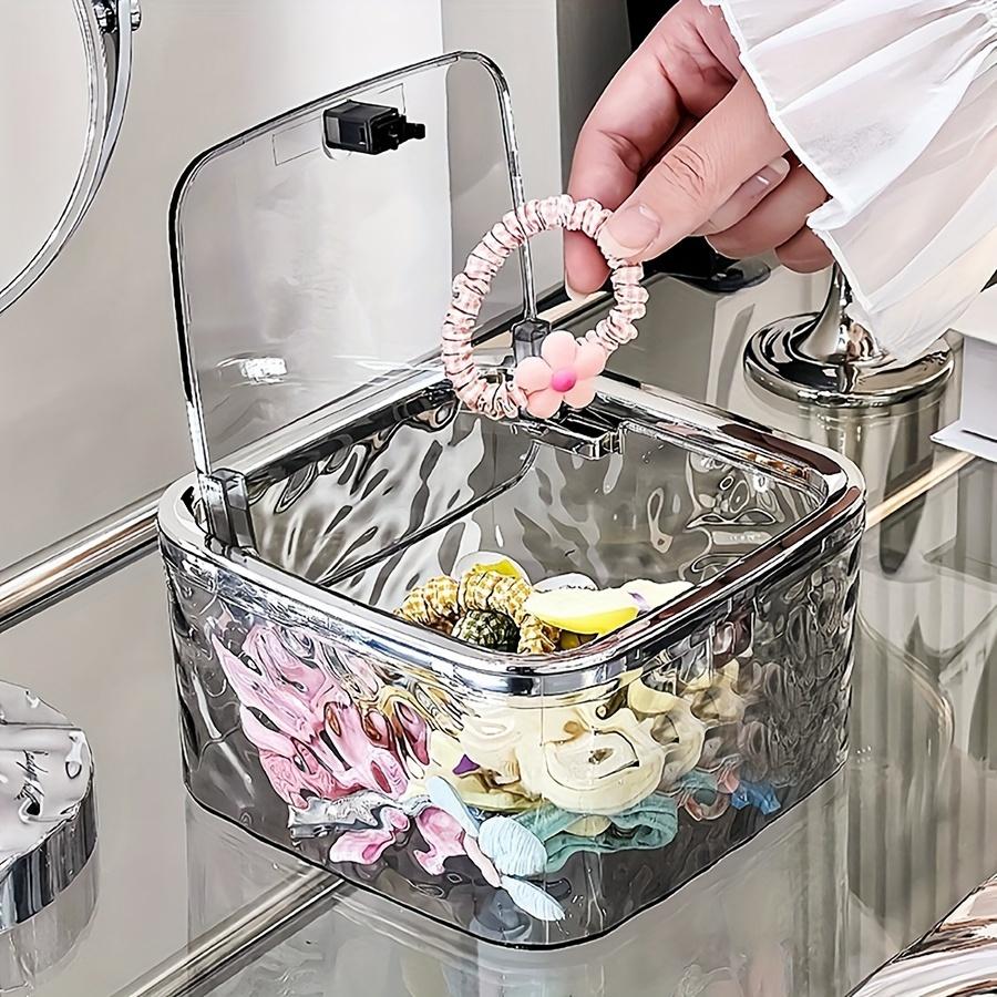 Transparente Acryl Aufbewahrungsbox für Haaraccessoires mit Deckel Wasserdichte Aufbewahrungsbox für Haargummis, Wattestäbchen und Haarnadeln - Multifunktioneller Badezimmerbehälter