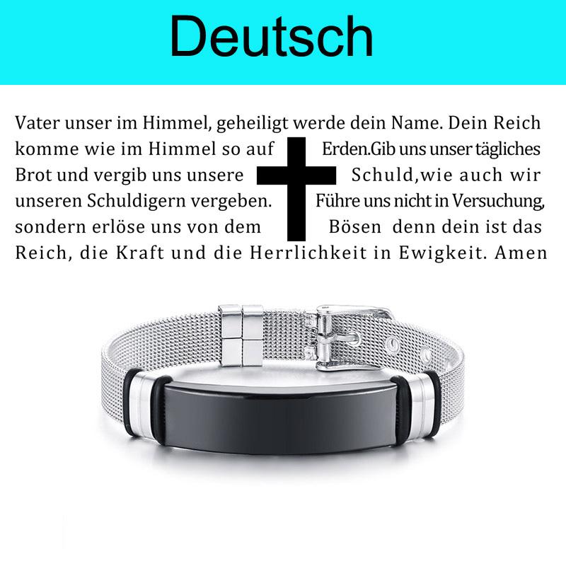 Vnox Laser Christian Lord's Prayer Cross Bracelet Men Russian Spanish Hebrew Personalized Gift