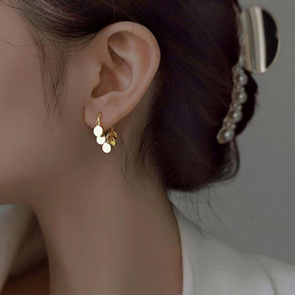 [Onm] Onm One-Touch Earrings Dream Catcher Tambourine Earrings Gold