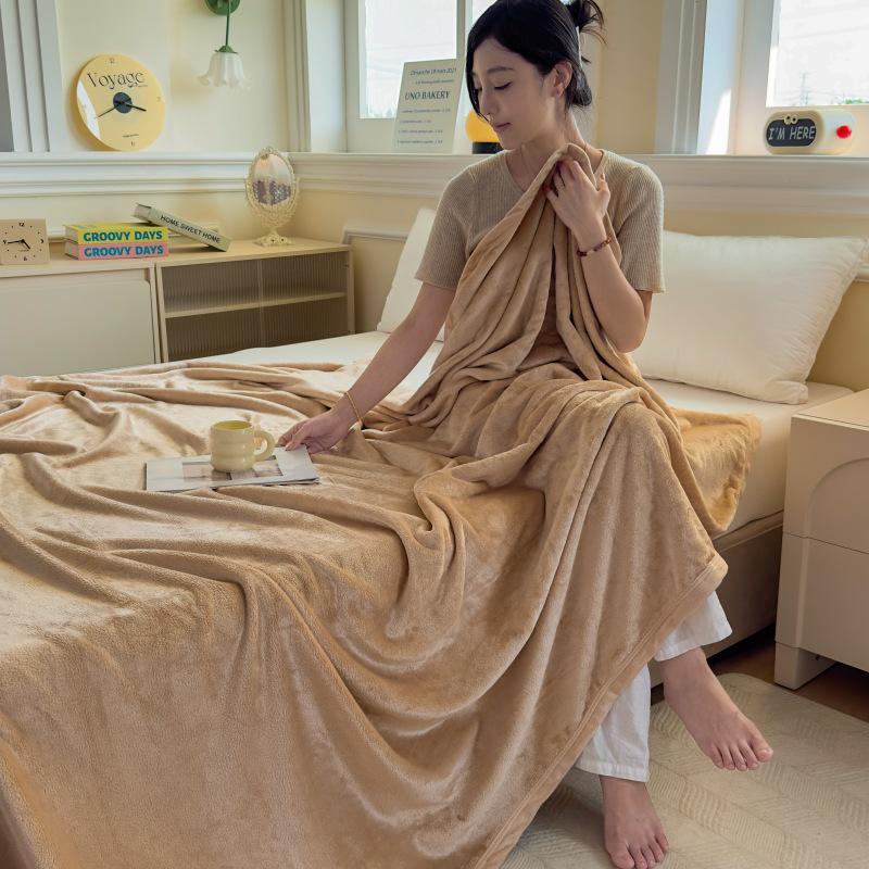 Thick Milk Fleece Flannel Shawl - Spring/Fall Air-Conditioning or Nap Blanket