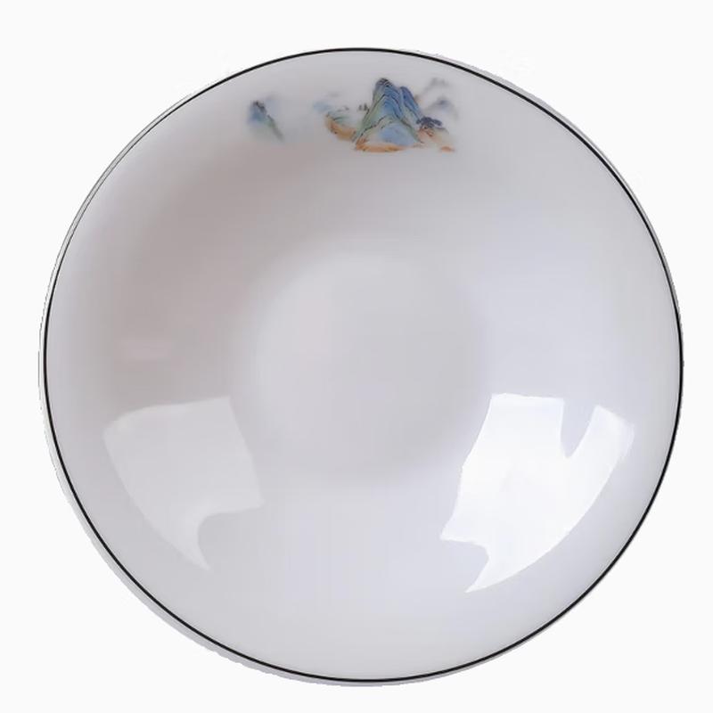 Chinese Landscape Ceramic Deep Plates, 12-inch (Set of 2)