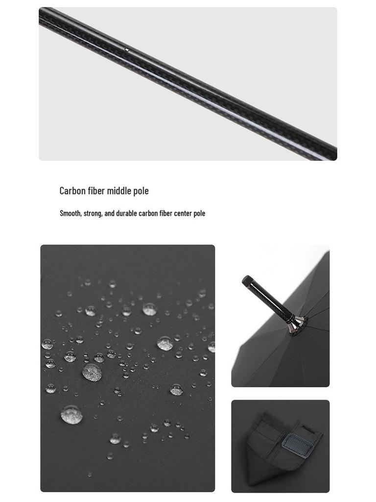 Ultra-light Carbon Fiber Aluminum Business Umbrella - Long Handle, Dual-use for Sun and Rain, Available for Custom Printing