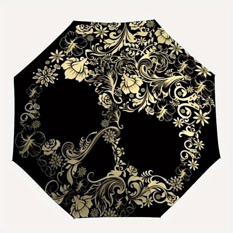 

1pc Skull Floral OrnamentDecor Automatic Open/Close Umbrella, Ideal Fan Gift for Birthday, Christmas, Trendy Fashion y250828084