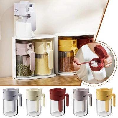 2 in 1 Löffel getrennte Gewürzbox Küche Haushalt Gewürzglas Salzglas Gewürzaufbewahrungsbox Mit Löffel Gewürzbox