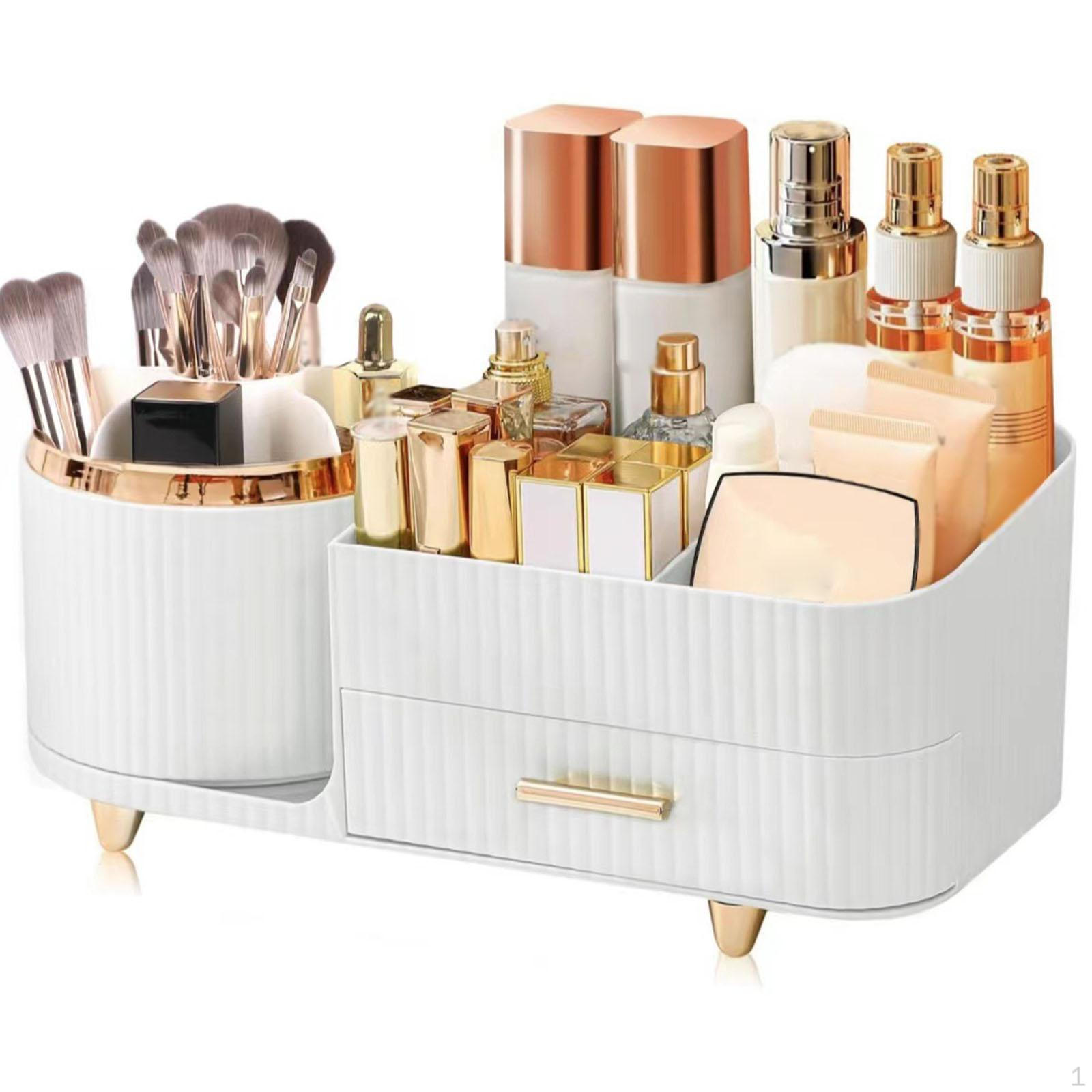Makeup Organizer for Vanity Countertop,Rotating Organizer,with Drawer,Large Capacity,Cosmetic