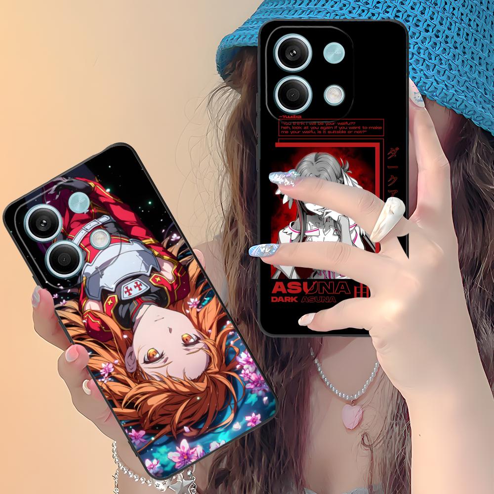 Sword Art Online Asuna Handyhülle für Xiaomi Redmi Note 14 13 12 11 10 9 S A Pro Plus Lite 5G Schwarze Abdeckung Handys Smartphone