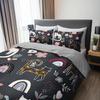 High-Definition Printed Casual Cat Flower Quilt Cover Set Soft Breathable Ideal For Home Dormitory 1 Quilt Cover+2 Pillowcases