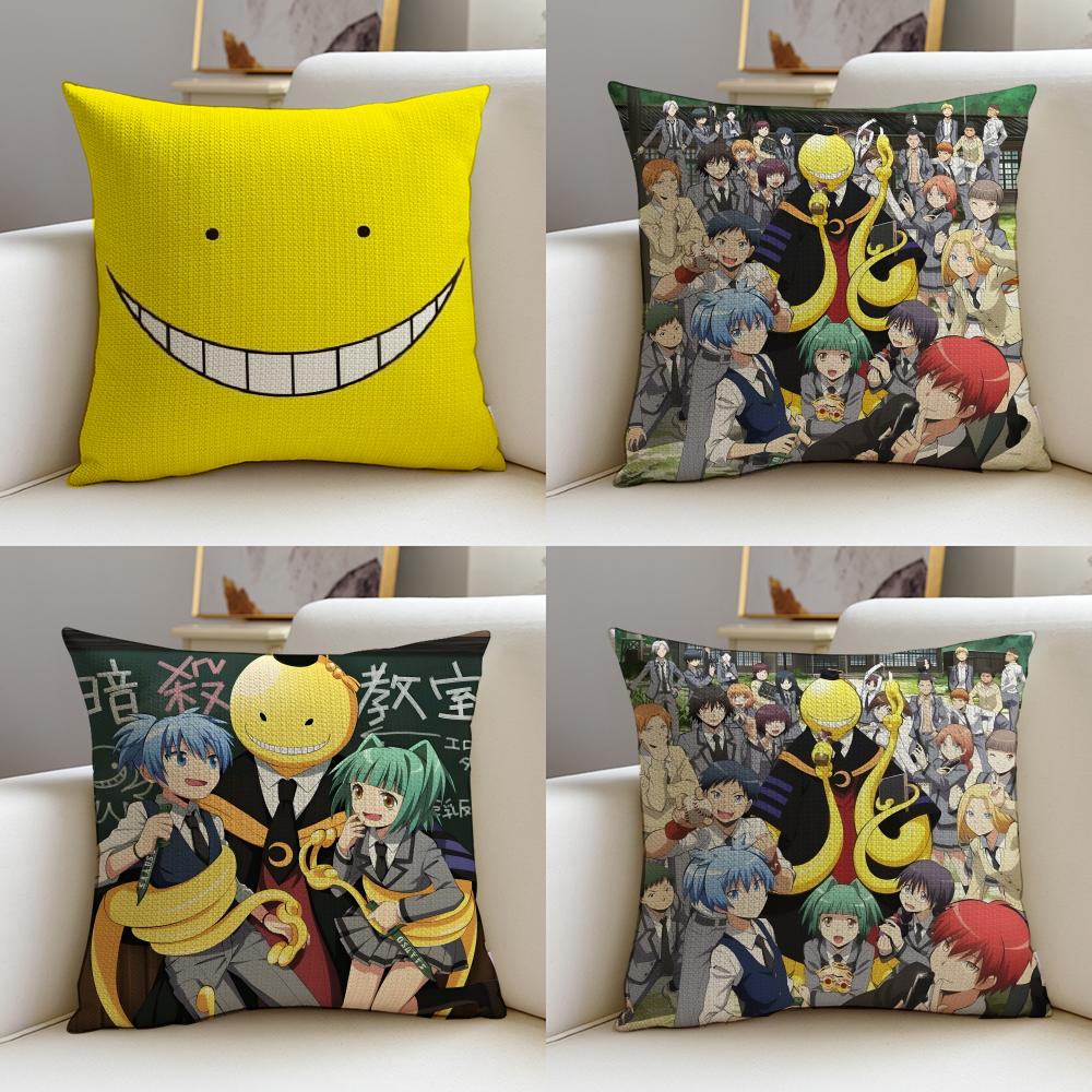 Fun AAssassination ClassroomS Cushion Cover Breathable and skinfriendly linen pillowcase square removable and washable cushion