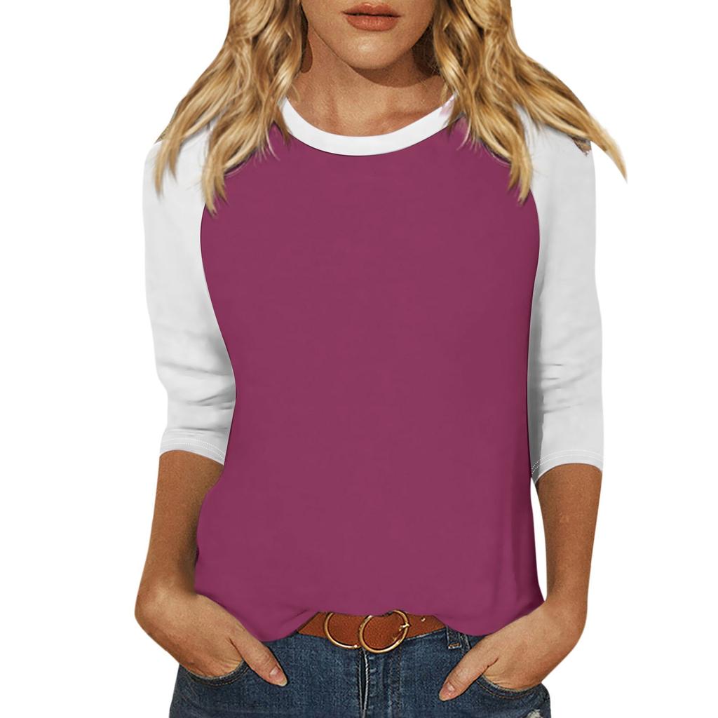 Shirt For Women's Fashion Casual Raglan Sleeve Round Neck 3/4 Sleeve Loose Printed T-Shirt Ladies Top Tops for Women Womens Tops