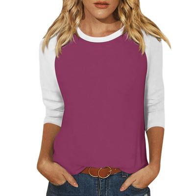 Camiseta Para Moda Feminina Casual Manga Raglan Gola Redonda Manga 3/4 Solta Estampada Blusa Feminina Tops para Mulheres Tops Femininos